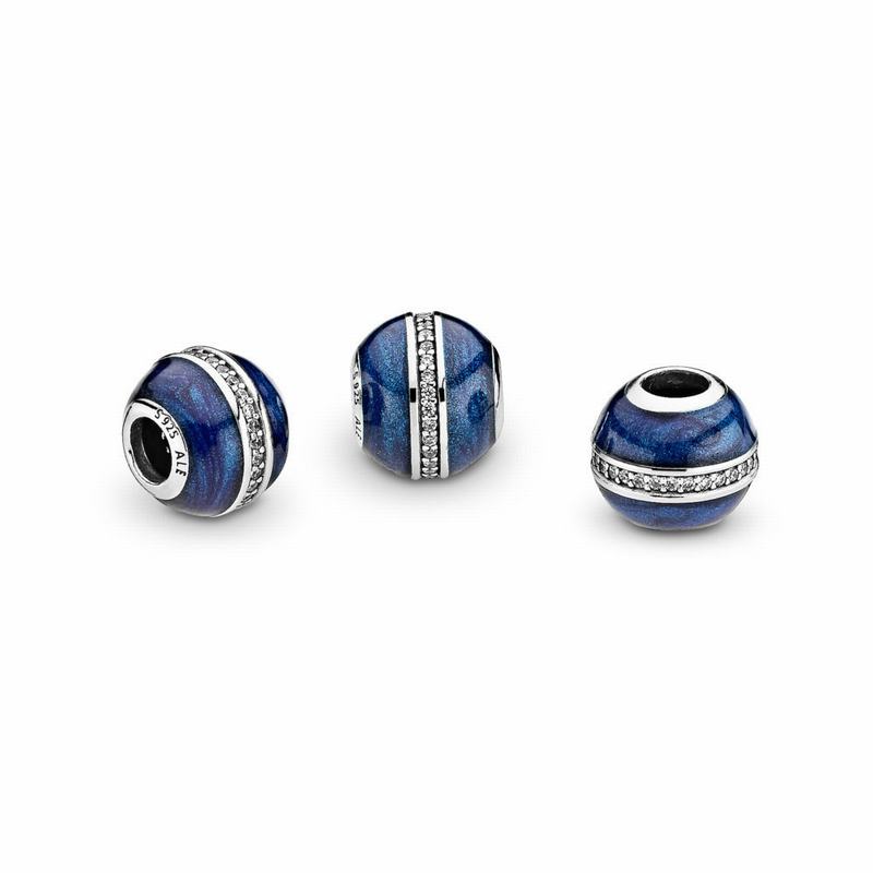 Pandora Orbit Charm - Sterling Silver/Enamel/Blue/Cubic Zirconia - Canada | FI4839GD